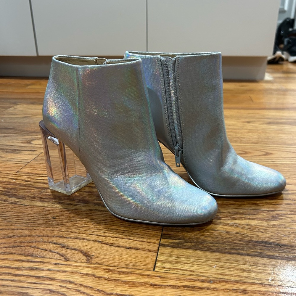 Katy Perry Collections Silver Heeled Boots with translucent Heel